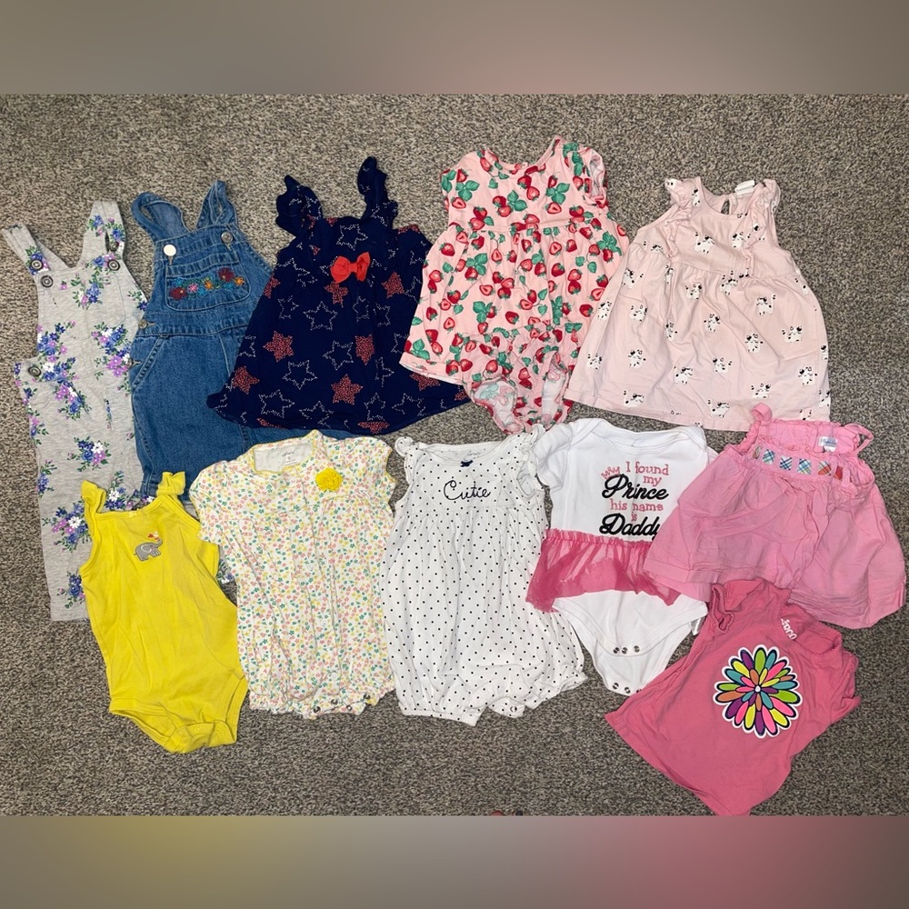 11 piece baby girl short-sleeve summer clothes bundle lot; Size 6-9Months